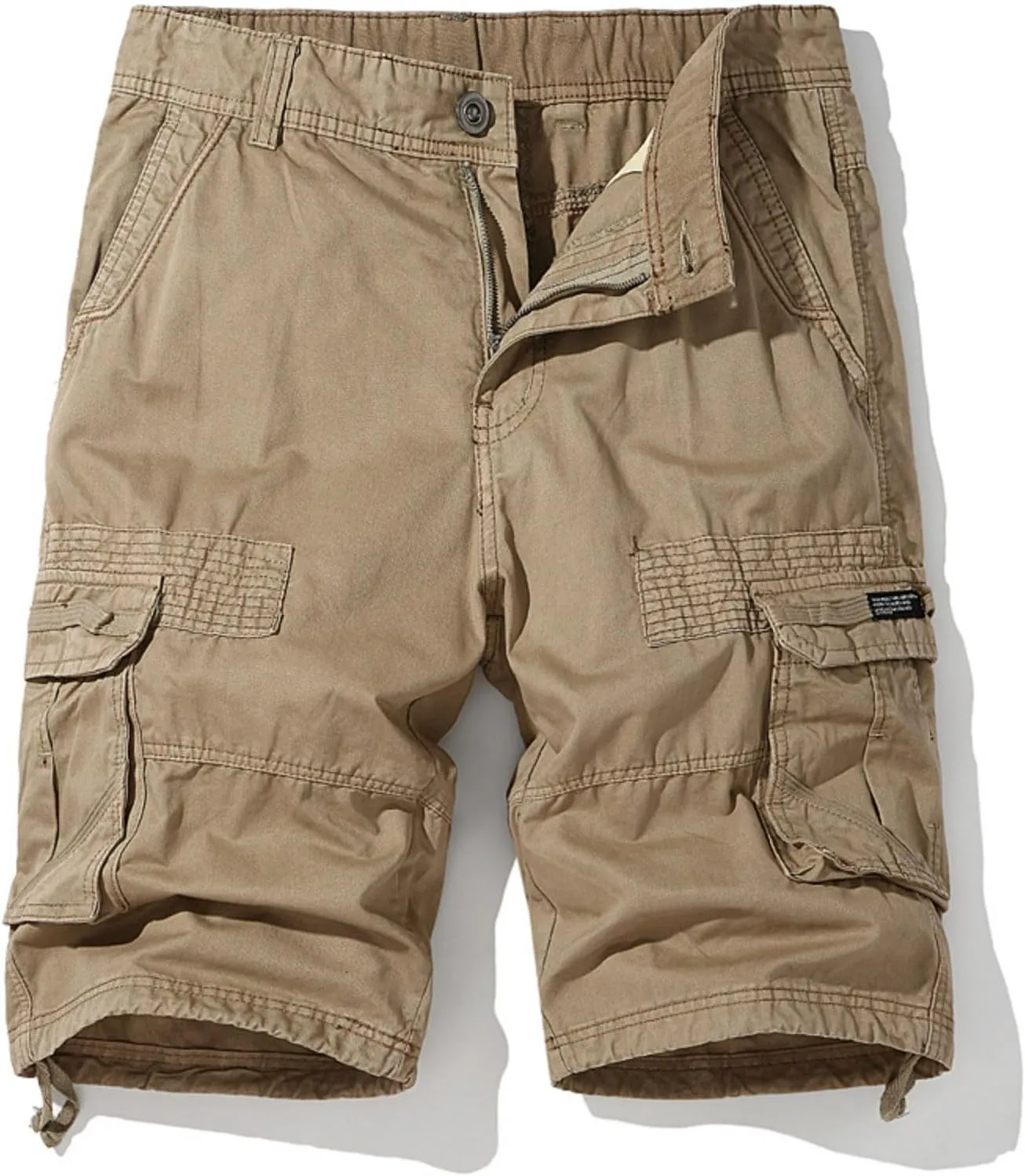 Muscularfit Mens Cargo Shorts Lightweight Multi Pockets Buckle Zipper Tooling Shorts Big and Tall Athletic Gym Workout Shorts
