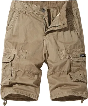 Muscularfit Mens Cargo Shorts Lightweight Multi Pockets Buckle Zipper Tooling Shorts Big and Tall Athletic Gym Workout Shorts