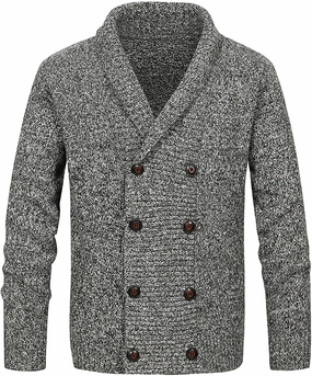 Muscularfit Mens Cardigan Sweaters Big and Tall Long Sleeve Double Breasted Casual Sweater Fashion Vintage Winter Jacket Coat