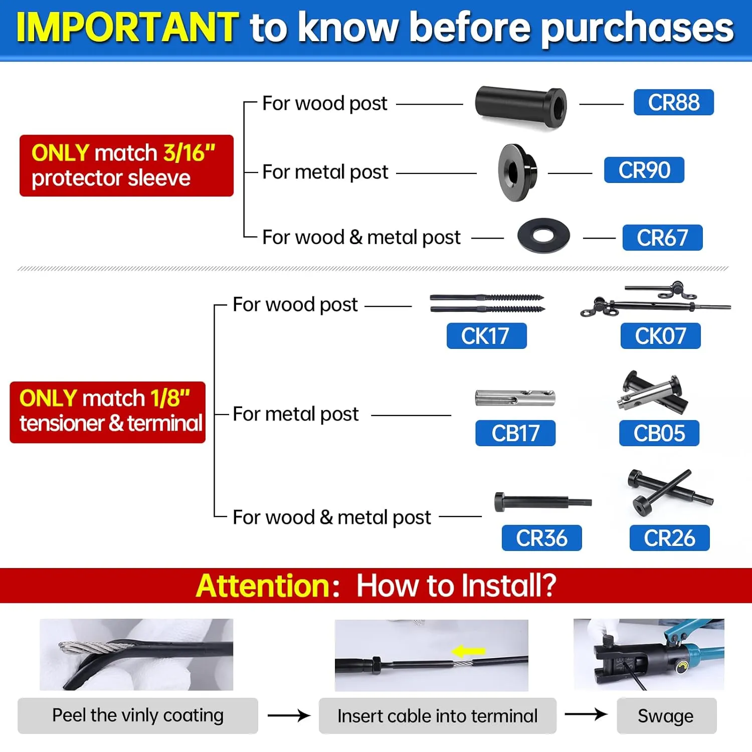 Muzata 300 ft Black Vinyl Coated Wire Rope 1/8" Overmolded to 3/16" 7x7 Strands Coated Stainless Steel Cable for 1/8" Black Cable Railing System Indoor Outdoor WR17