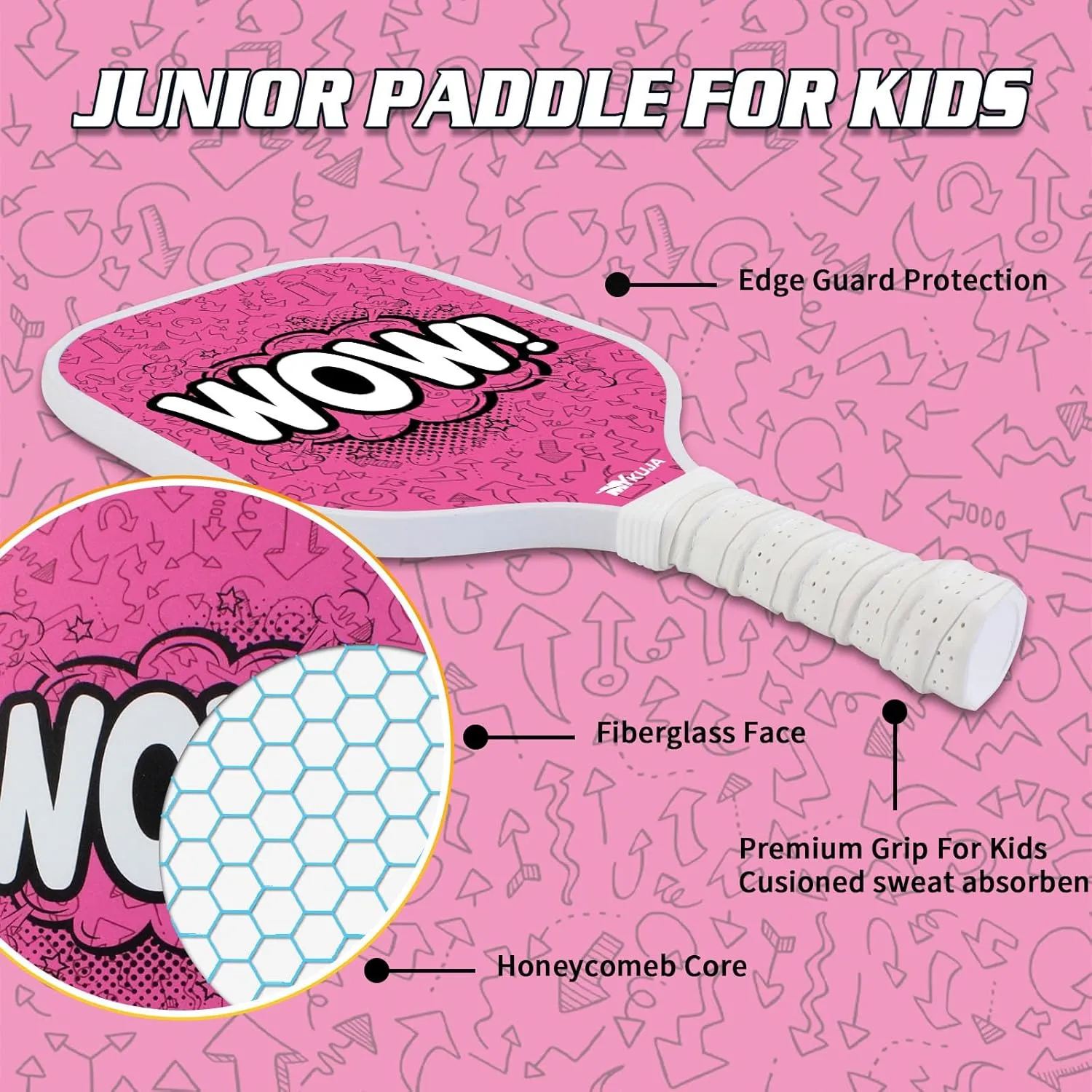 MYKUJA Kids Pickleball Paddles Set of 2 - Child Size Pickleball Set of 2 for Kids - Fiberglass Youth Pickle Ball Paddle Set with Bag - Pickleball Gifts for Children Under 12