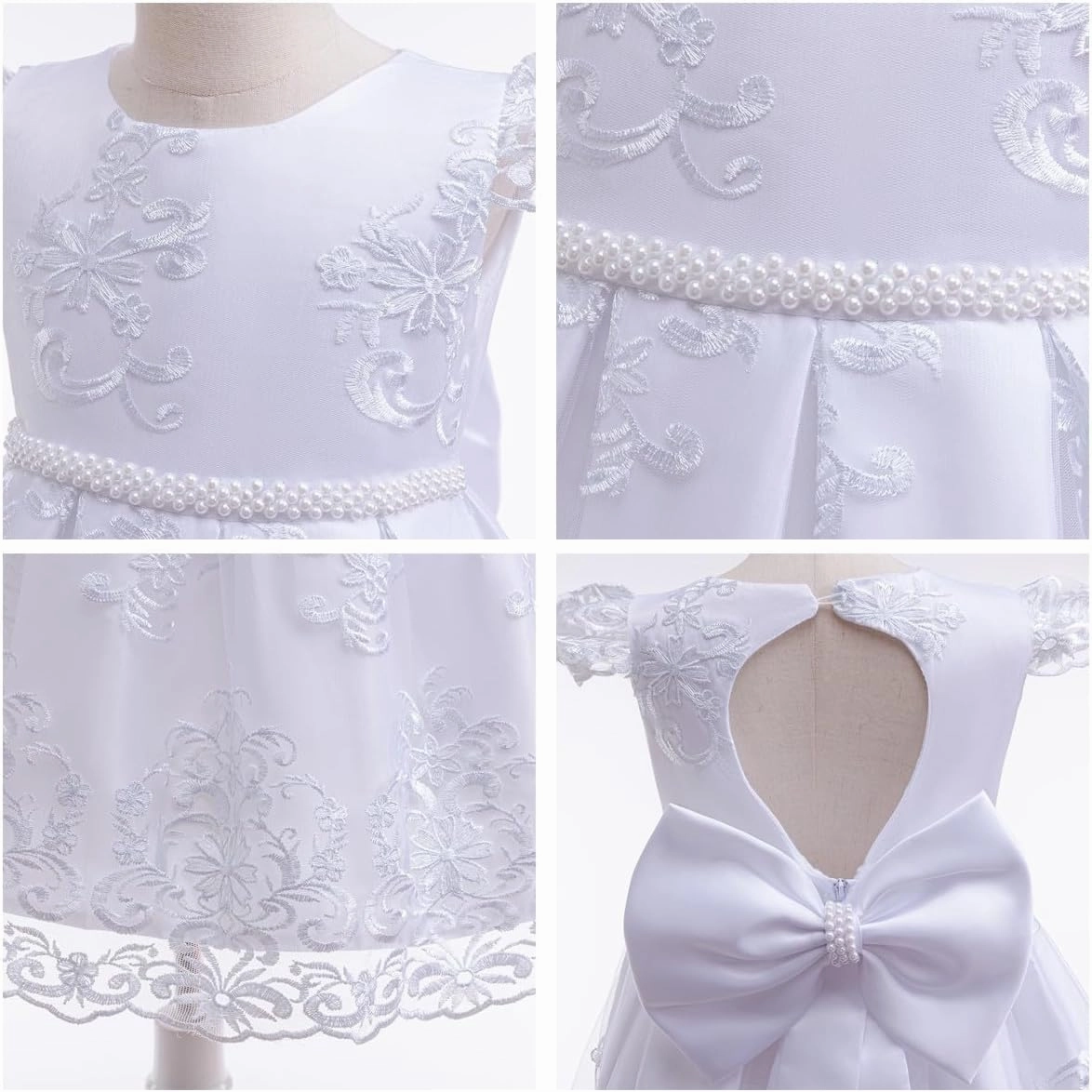 MYRISAM Flower Girls Lace Tutu Dress Baby Kids Christening Baptism Communion Birthday Party Formal Wedding Dresses w/Headwear