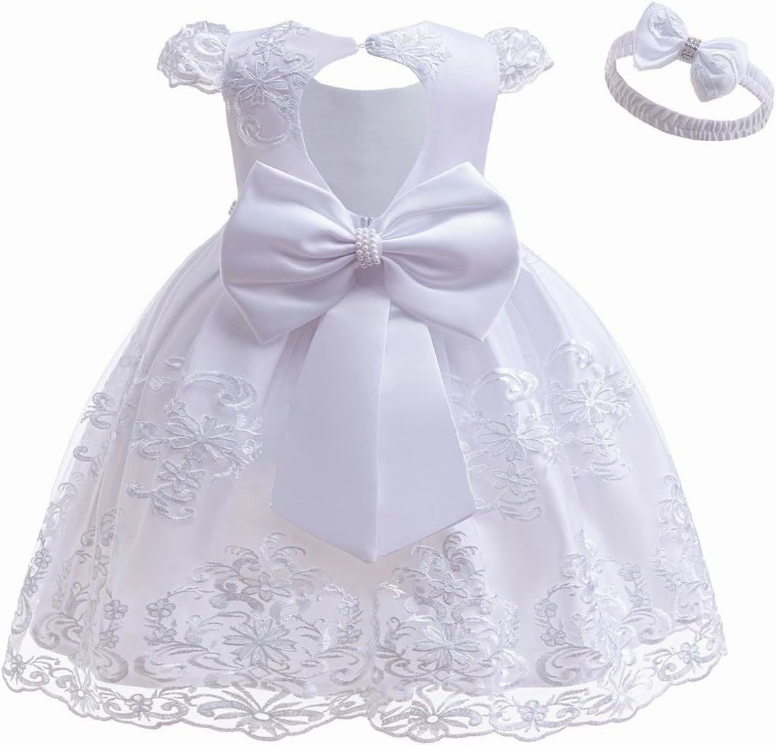 MYRISAM Flower Girls Lace Tutu Dress Baby Kids Christening Baptism Communion Birthday Party Formal Wedding Dresses w/Headwear