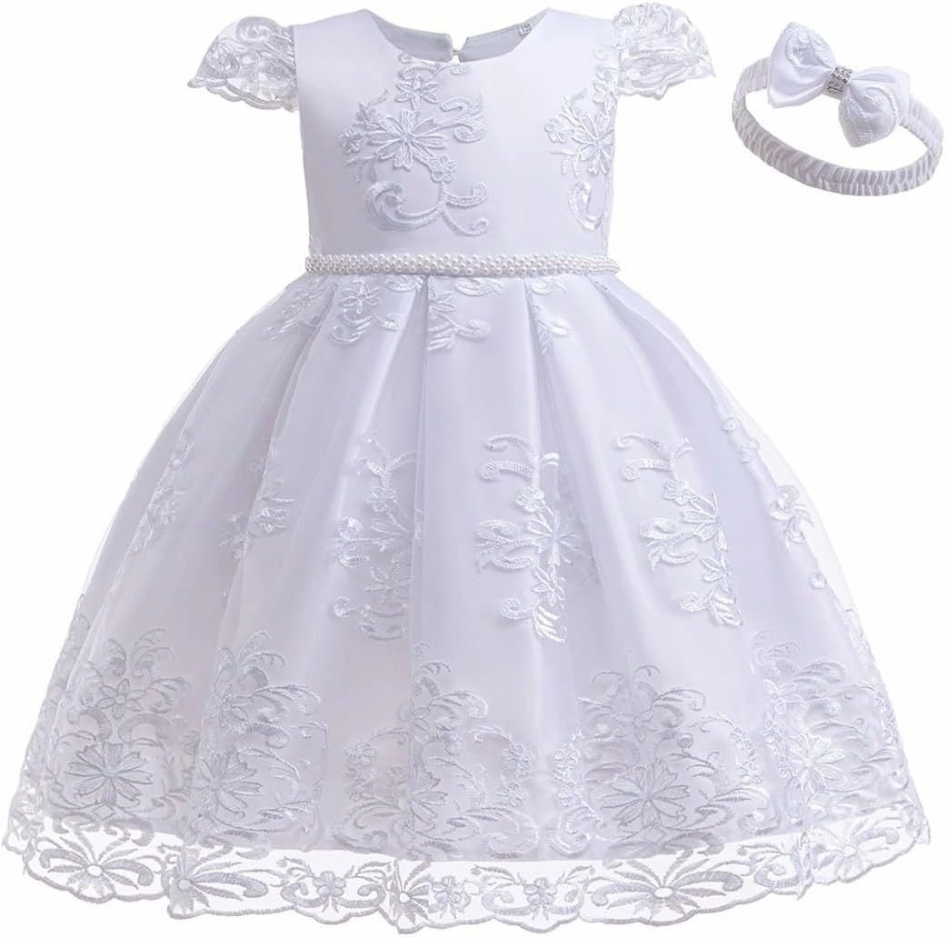 MYRISAM Flower Girls Lace Tutu Dress Baby Kids Christening Baptism Communion Birthday Party Formal Wedding Dresses w/Headwear