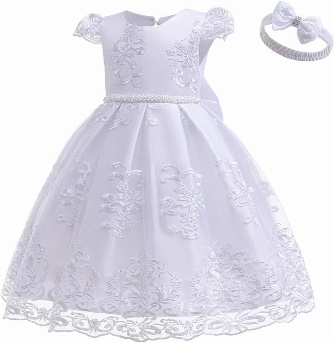 MYRISAM Flower Girls Lace Tutu Dress Baby Kids Christening Baptism Communion Birthday Party Formal Wedding Dresses w/Headwear