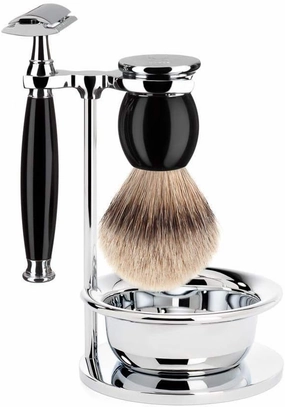 MÜHLE Sophist 4-Piece Silvertip Badger Brush Safety Razor Luxury Shaving Set