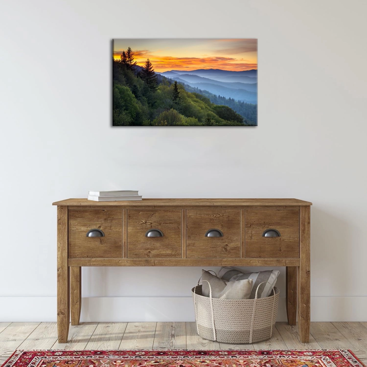 Nature Wall Art Canvas Smoky Mountains Landscape Wall Decor for Living Room Forest Scenery Picture Kitchen Sunrise National Park Posters Tennessee Scenic Painting Artwork Office Home Decoration 16x24”