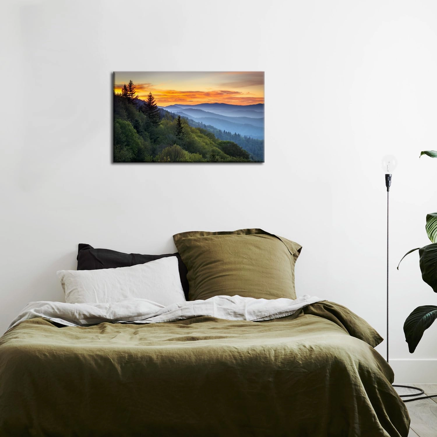 Nature Wall Art Canvas Smoky Mountains Landscape Wall Decor for Living Room Forest Scenery Picture Kitchen Sunrise National Park Posters Tennessee Scenic Painting Artwork Office Home Decoration 16x24”