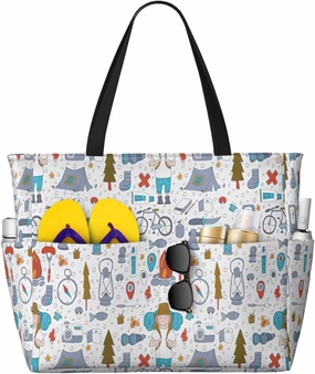Nature Wildlands Activities Print Generic Large Capacity Beach Travel Bag - Swim Backpack/Family- Pool Accessories