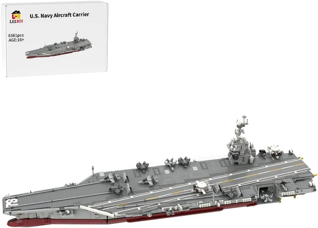 Navy Aircraft Carrier Building Blocks Set for Adults, 1/300 Scale Gerald R-FOD Nuclear-Powered US Military Battleship Building Block Model(Ordinary Version/6354PCS)