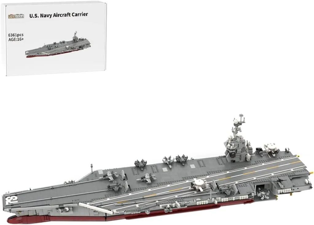 Navy Aircraft Carrier Building Blocks Set for Adults, 1/300 Scale Gerald R-FOD Nuclear-Powered US Military Battleship Building Block Model(Ordinary Version/6354PCS)