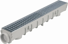 NDS Pro Series Channel Drain Kit, 5-1/2 in. X 39-3/8 in. Deep Profile Channel, Galv. Steel Grates, End Caps/Outlet, 5 in.