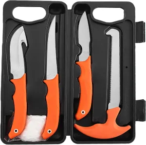 NEW VIEW Hunting Knife Set, 6-Piece Game Field Dressing Kit for Deer Processing, Hunter Gifts Includes Skinning Boning Knives, Gut Hook, Bone Saw, Gloves, Case