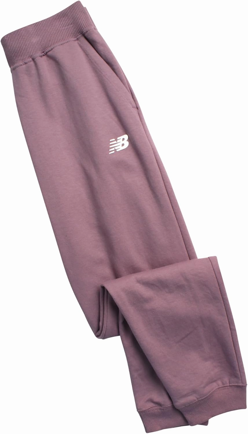 New Balance Girls' Sweatpants - Soft Cotton Blend Fleece Athletic Performance Joggers with Drawstring & Pockets (Sizes: 8-16)