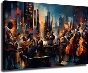 New York and Jazz Club Wall Art, Jazz Wall Decor, Black Culture Music Themed Aesthetic Posters for Bedroom Ready To Hang (Framed,12×18-inch)