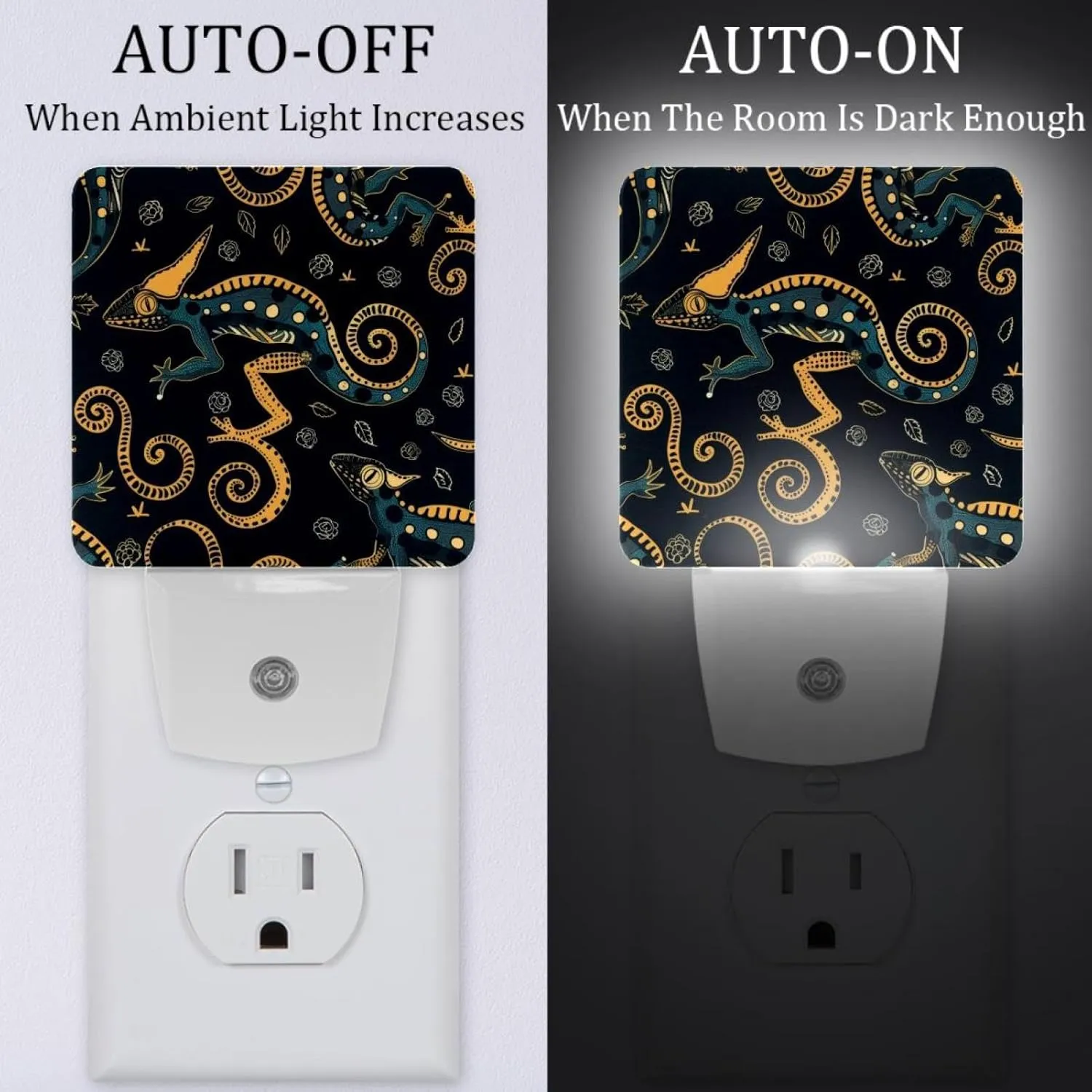 NEWzone Chameleon Night Light Plug into Wall Decor 2 Pack, Decorative Night Light for Kids, Plug in Night Lights for Bedroom Living Room, Gift for Kids Adults
