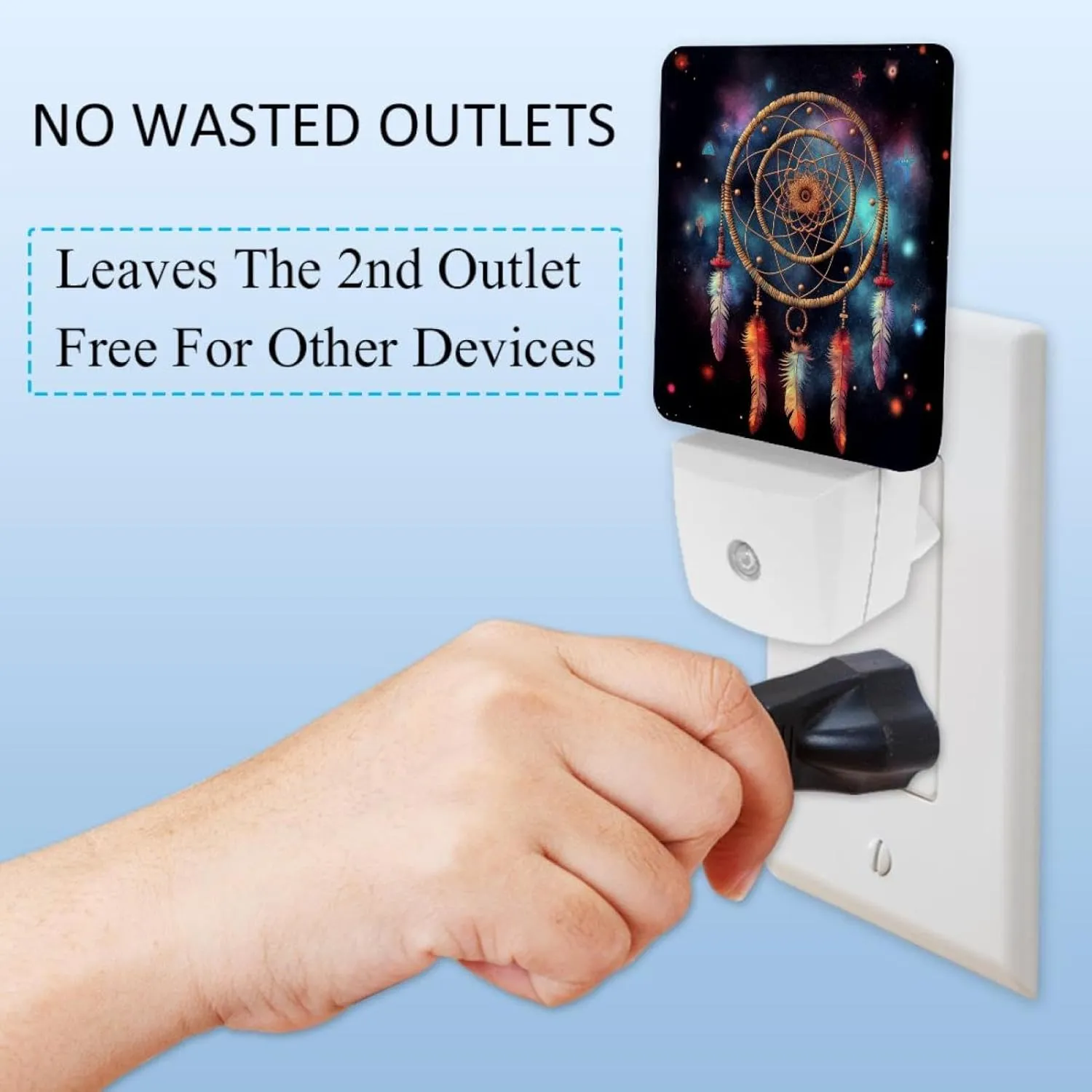 NEWzone Dream Catcher Galaxy Night Light for Kids 2 Pack, LED Plug into Wall Lights Dusk-to-Dawn Sensor, Nursery Nightlight for Kids Room, Bathroom, Bedroom Decor