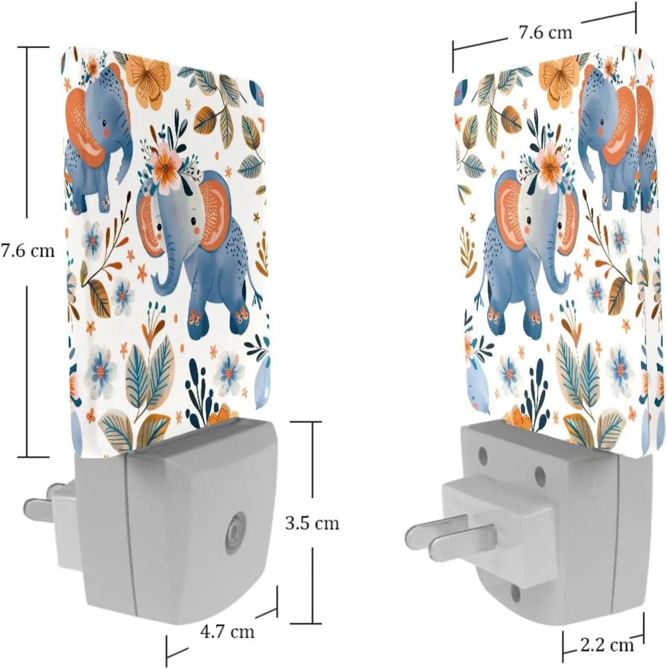 NEWzone Elephants Floral Night Light Plug into Wall Decor 2 Pack, Decorative Night Light for Kids, Plug in Night Lights for Bedroom Living Room, Gift for Kids Adults