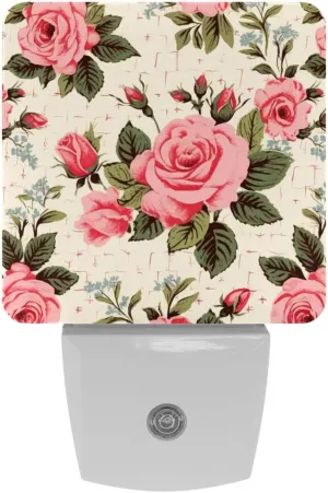 NEWzone Vintage Floral Rose Night Light Plug into Wall Decor 2 Pack, Decorative Night Light for Kids, Plug in Night Lights for Bedroom Living Room, Gift for Kids Adults