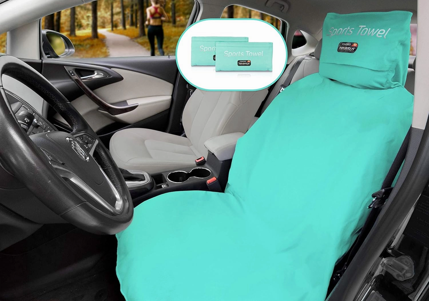 Nexersys 2-in-1 Sports Towel and Car Seat Cover: Soft Microfiber, Super Absorbent, Ultra Compact, Large Size, Universal Fit, Lightweight, Quick Dry, Workout and Outdoor Towel