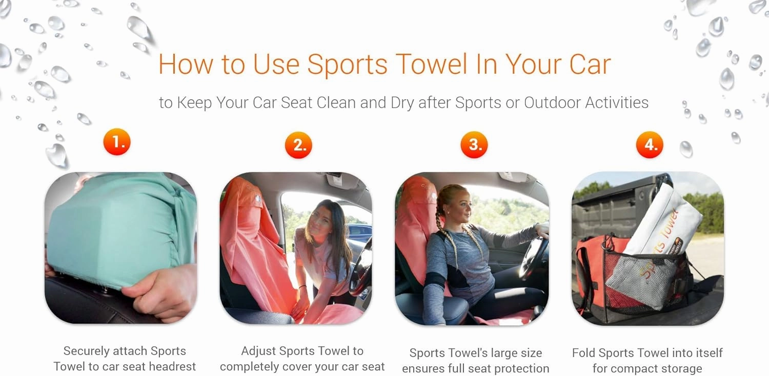 Nexersys 2-in-1 Sports Towel and Car Seat Cover: Soft Microfiber, Super Absorbent, Ultra Compact, Large Size, Universal Fit, Lightweight, Quick Dry, Workout and Outdoor Towel
