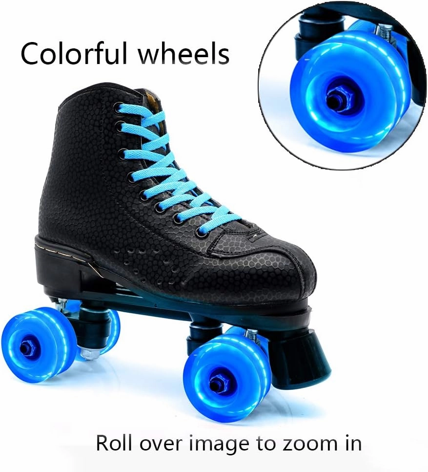 Nezylaf Light Up Roller Skate Wheels 8 Pack, 78A Hardness LED Skateboard Wheels with Premium ABEC-9 Bearings, Illuminating Roller Skate Accessories for Outdoor Indoor Quad Skates
