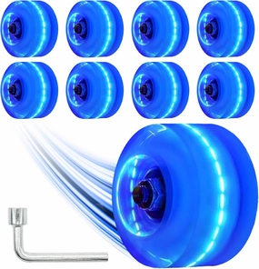 Nezylaf Light Up Roller Skate Wheels 8 Pack, 78A Hardness LED Skateboard Wheels with Premium ABEC-9 Bearings, Illuminating Roller Skate Accessories for Outdoor Indoor Quad Skates