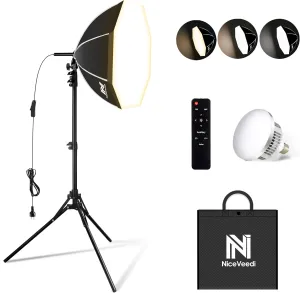 NiceVeedi Bi-Color Photography Lighting Kit, 20" Softbox Lighting Kit with 85W LED Bulbs 3000K-6000K & Remote Control, Studio Light for Photography Video Record TikTok YouTube Live Streaming