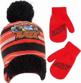 Nickelodeon Boys' Winter Hat and Mitten Set, Blaze & The Monster Machines Toddler Beanie for Kids Ages, Age 2-4