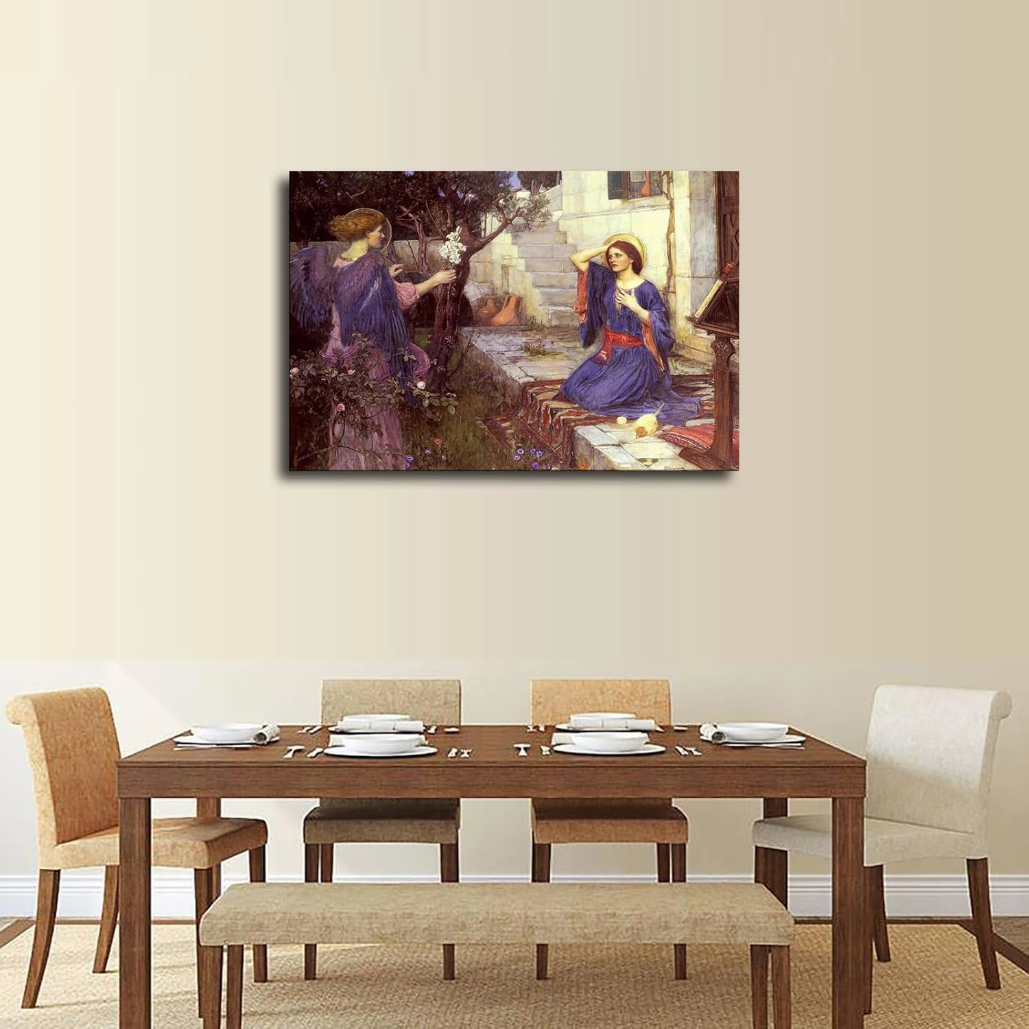 NikkOh The Annunciation - John William Waterhouse Poster Canvas Painting Wall Art Picture Gift Bedroom Home Aesthetic Decoration (Unframed,16×24inch)