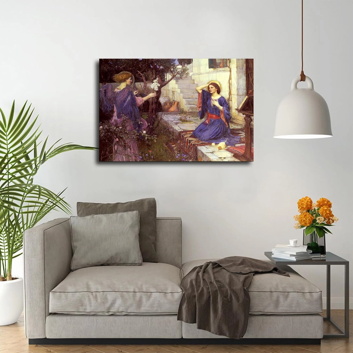 NikkOh The Annunciation - John William Waterhouse Poster Canvas Painting Wall Art Picture Gift Bedroom Home Aesthetic Decoration (Unframed,16×24inch)