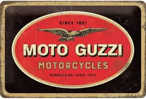 Nostalgic-Art Retro Tin Sign, 7.9" x 11.8", Moto Guzzi – Logo Motorcycles – Gift idea for motorbike fans, Metal Plaque, Vintage design for wall decoration