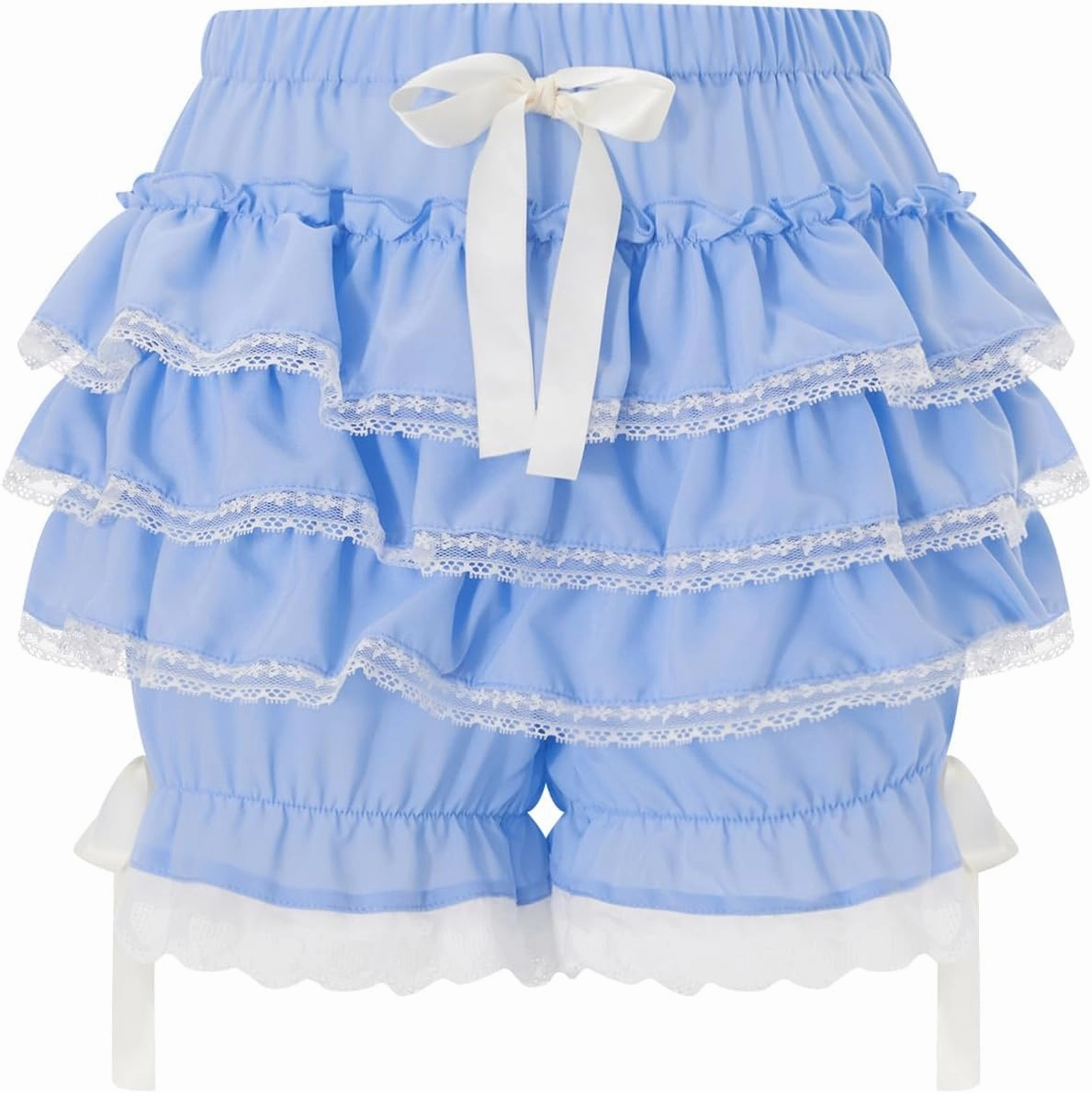 NUFIWI Women Y2k Lolita Bloomers Ruffle Pumpkin Panties Bottom Lace Trim Layered High Waist Shorts Pettipants