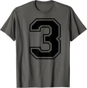 Number 3 Capital Alphabet College Varsity Monogram Club T-Shirt