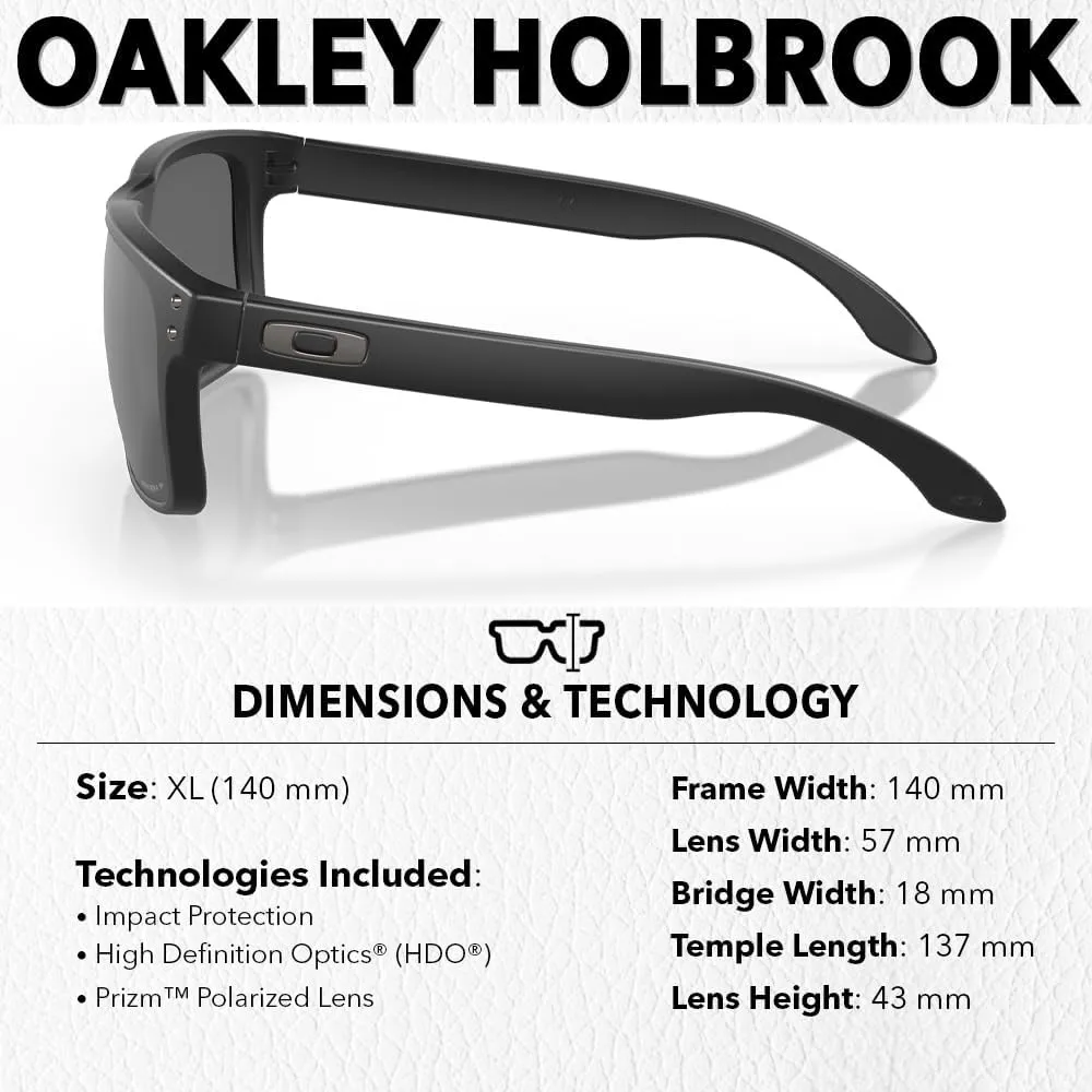 Oakley OO9102 HOLBROOK Square Sunglasses for Men - High Bridge Fit - USA Flag Cleaning Kit and Leash - PREMIUM BUNDLE