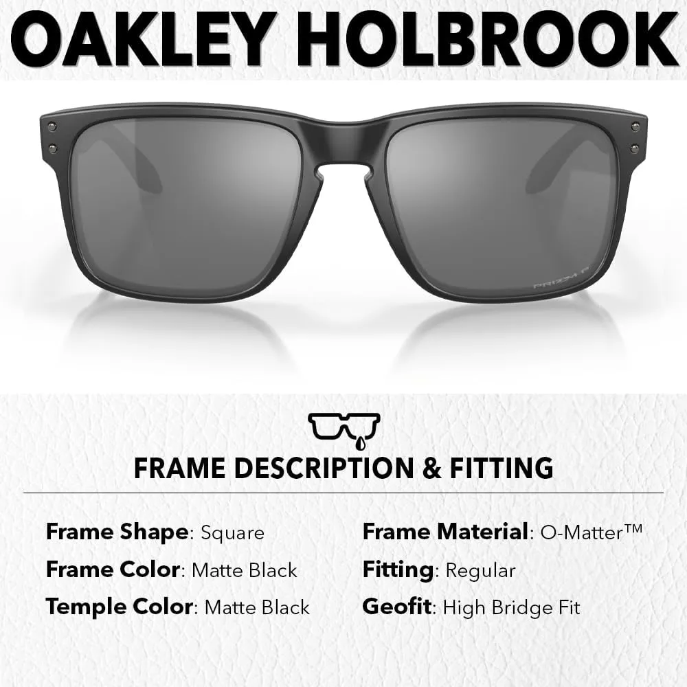 Oakley OO9102 HOLBROOK Square Sunglasses for Men - High Bridge Fit - USA Flag Cleaning Kit and Leash - PREMIUM BUNDLE