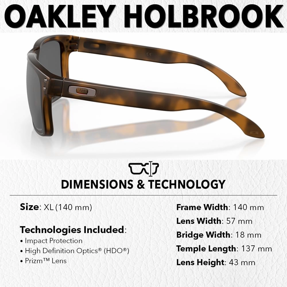 Oakley OO9102 HOLBROOK Square Sunglasses for Men - High Bridge Fit - USA Flag Cleaning Kit and Leash - PREMIUM BUNDLE