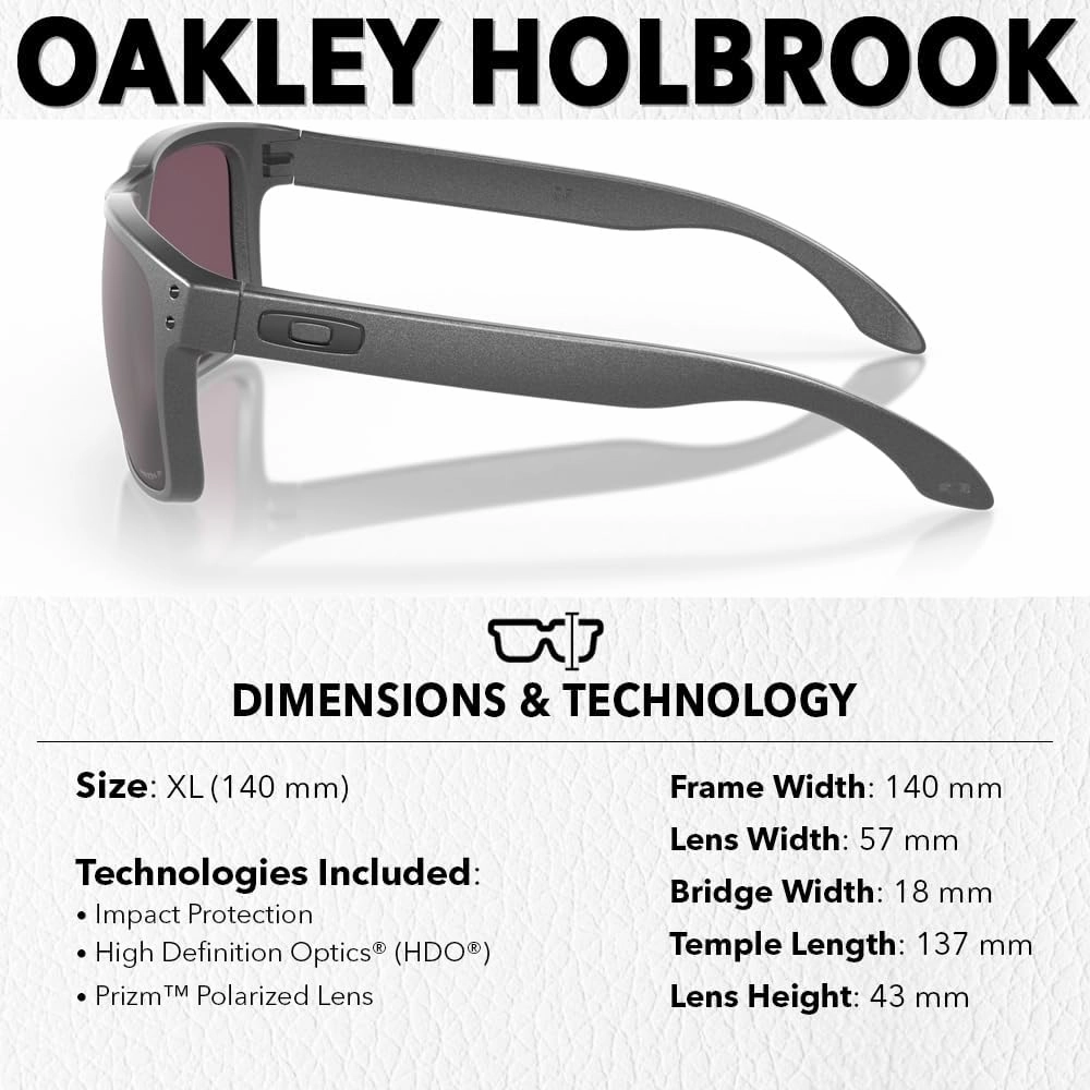 Oakley OO9102 HOLBROOK Square Sunglasses for Men - High Bridge Fit - USA Flag Cleaning Kit and Leash - PREMIUM BUNDLE
