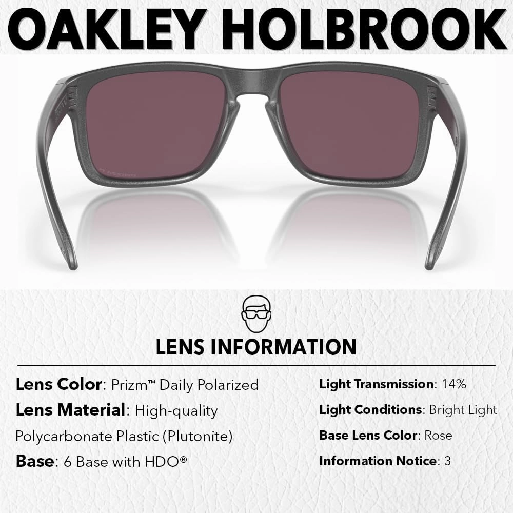 Oakley OO9102 HOLBROOK Square Sunglasses for Men - High Bridge Fit - USA Flag Cleaning Kit and Leash - PREMIUM BUNDLE