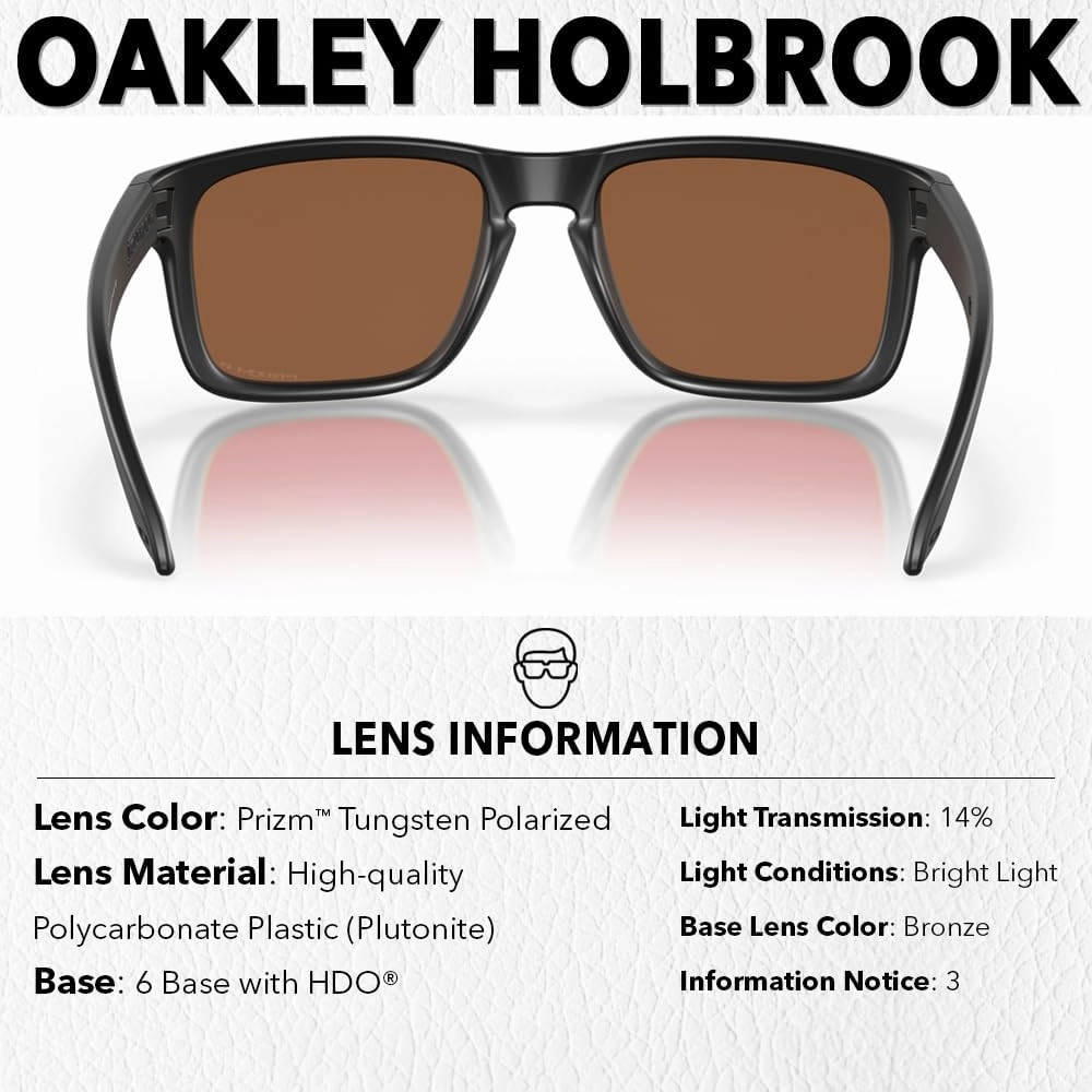 Oakley OO9102 HOLBROOK Square Sunglasses for Men - High Bridge Fit - USA Flag Cleaning Kit and Leash - PREMIUM BUNDLE