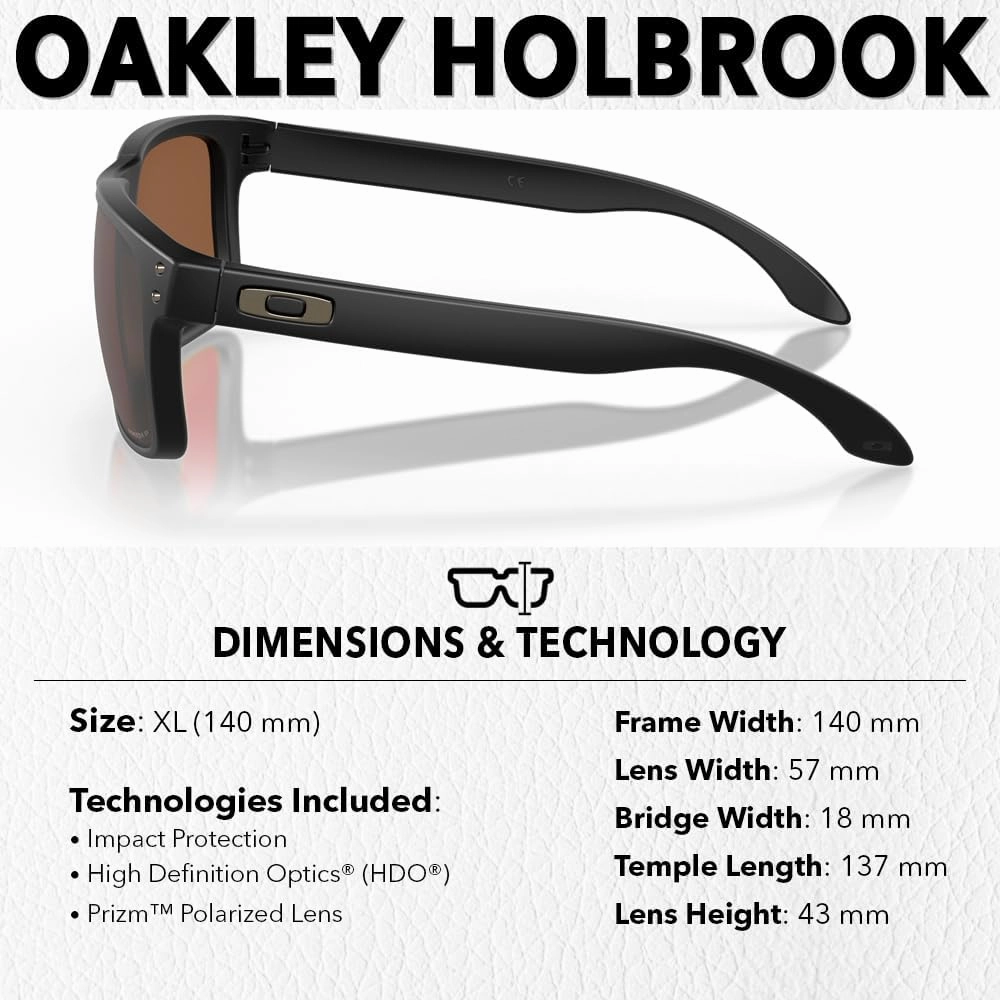 Oakley OO9102 HOLBROOK Square Sunglasses for Men - High Bridge Fit - USA Flag Cleaning Kit and Leash - PREMIUM BUNDLE