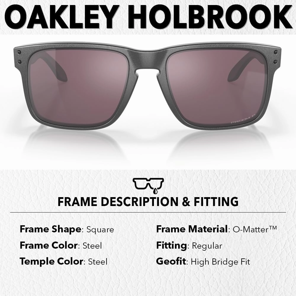 Oakley OO9102 HOLBROOK Square Sunglasses for Men - High Bridge Fit - USA Flag Cleaning Kit and Leash - PREMIUM BUNDLE