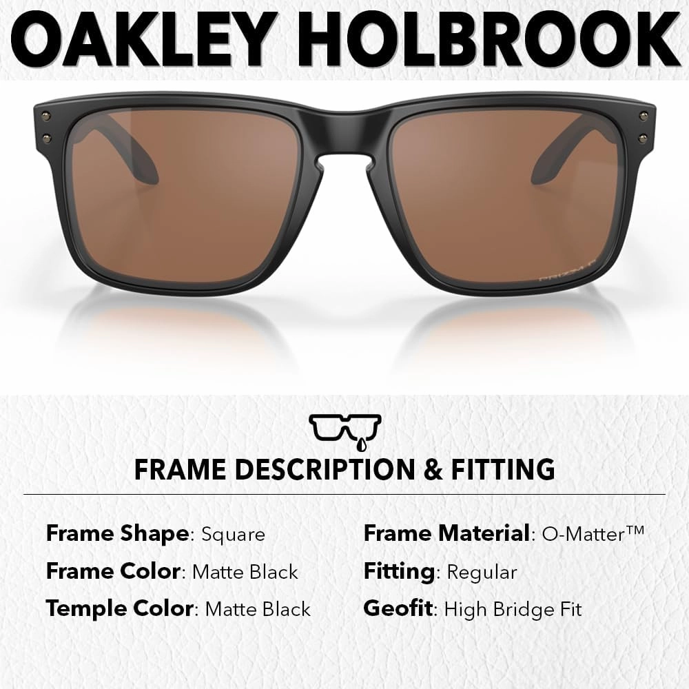 Oakley OO9102 HOLBROOK Square Sunglasses for Men - High Bridge Fit - USA Flag Cleaning Kit and Leash - PREMIUM BUNDLE