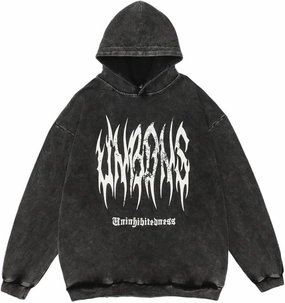 Obenie Retro Y2K Hoodie Gothic Casual Alphabet Blast Print Pattern Skull Fashion Hoodie Men Harajuku Men Clothing