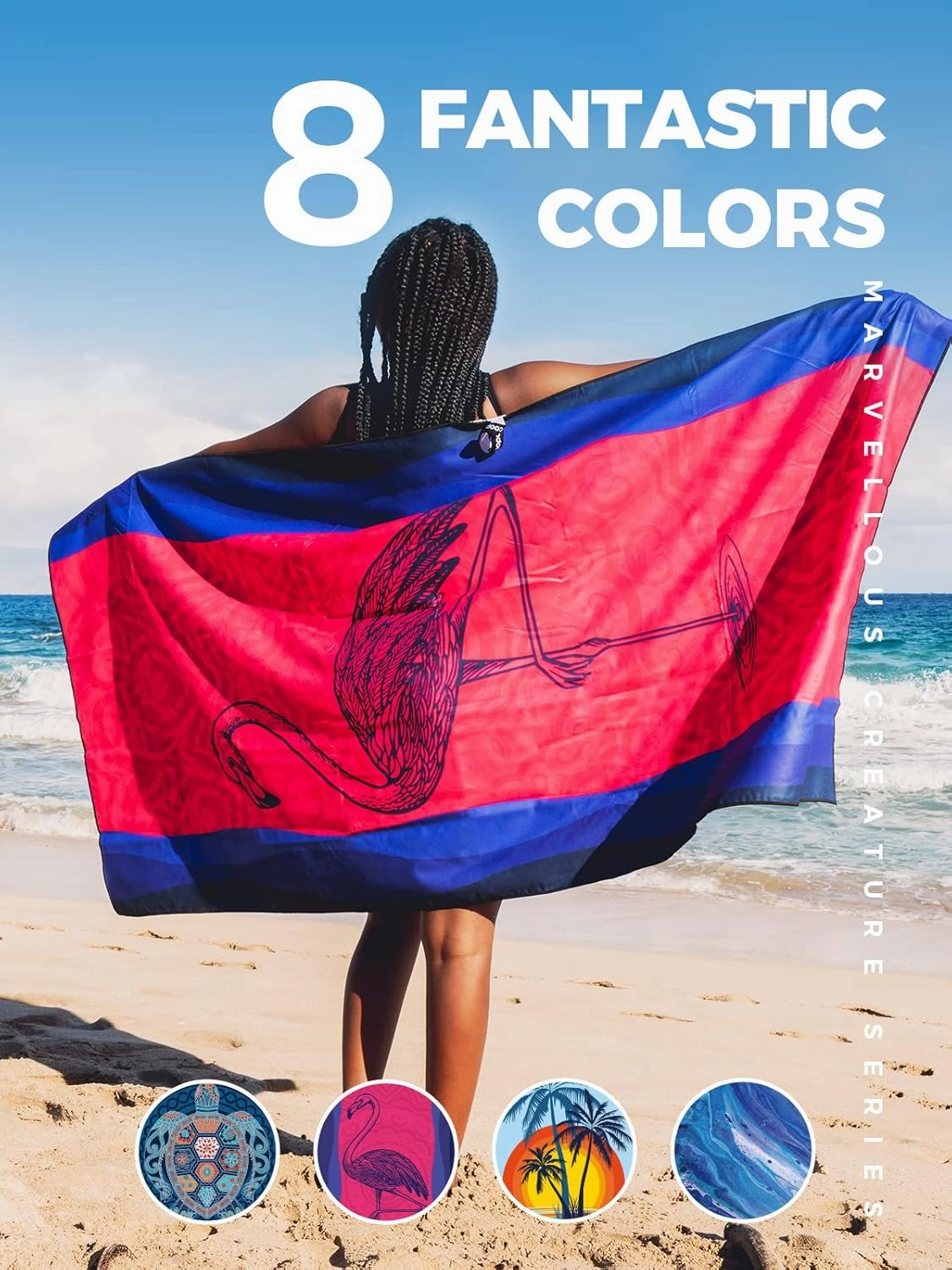 OCOOPA Microfiber Beach Towel Fast Drying, Extra Large 63" x 31" Sand Free Beach Towel Super Lightweight Towels for Swimming Pool, Camping, Picnic, Yoga Gym Sports
