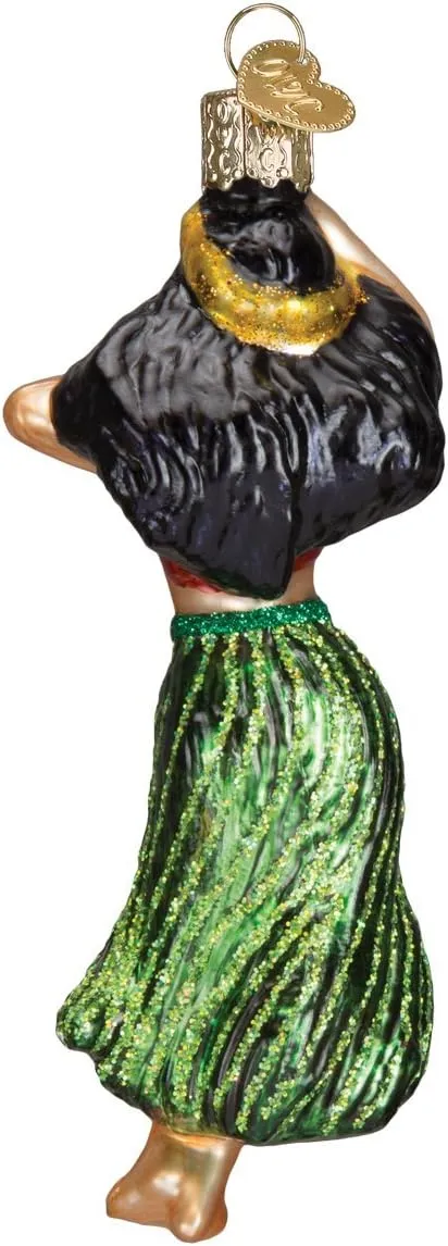 Old World Christmas Beach Gifts Glass Blown Ornaments for Christmas Tree Hula Dancer, Multicolor, Model:10194