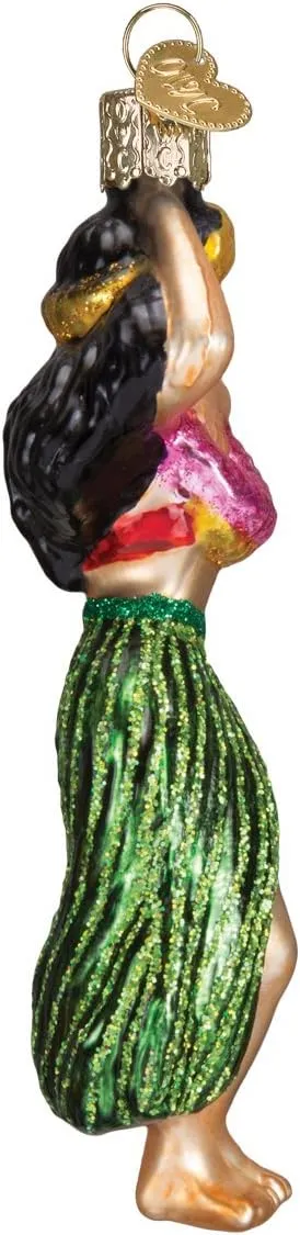Old World Christmas Beach Gifts Glass Blown Ornaments for Christmas Tree Hula Dancer, Multicolor, Model:10194