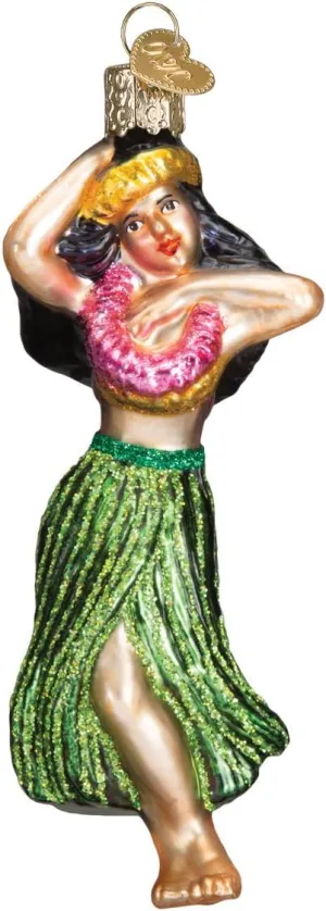 Old World Christmas Beach Gifts Glass Blown Ornaments for Christmas Tree Hula Dancer, Multicolor, Model:10194