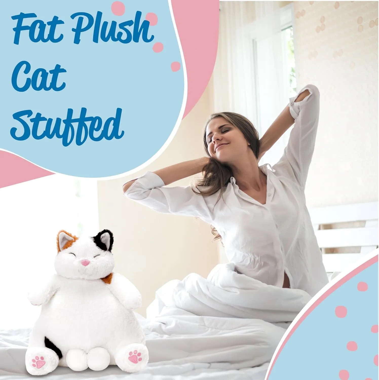 OOPSHANA Fat Plush Cat Stuffed, Cute Lazy Cat Plush Toys, Stuffed Plush Dolls, Christmas/Birthday Gift for Friends