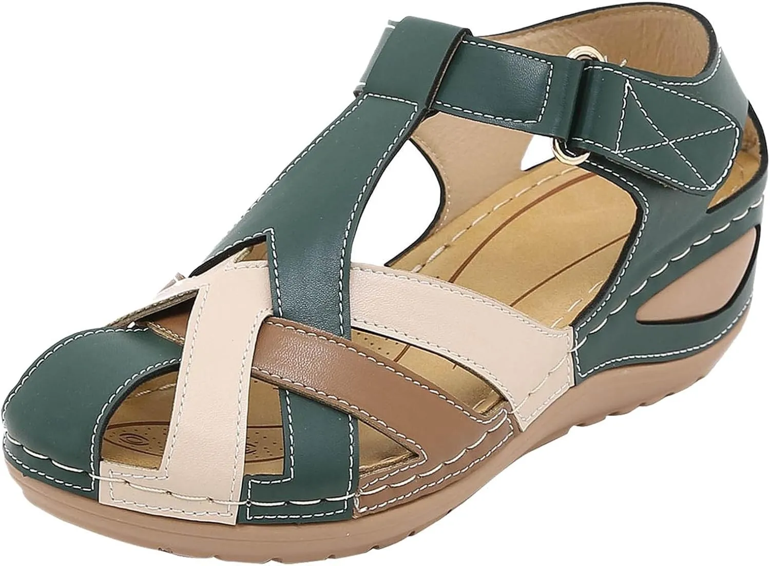 Orthopedic Sandals For Women Closed Toe Platform Wedge Casual Sandal With Arch Support Furry Sandals Women Two Strap